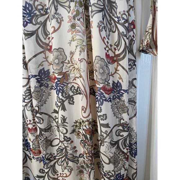 Fraiche By J Romantic Boho Neutral Floral Fall Hippie Maxi Dress, Size Large - Picture 12 of 13